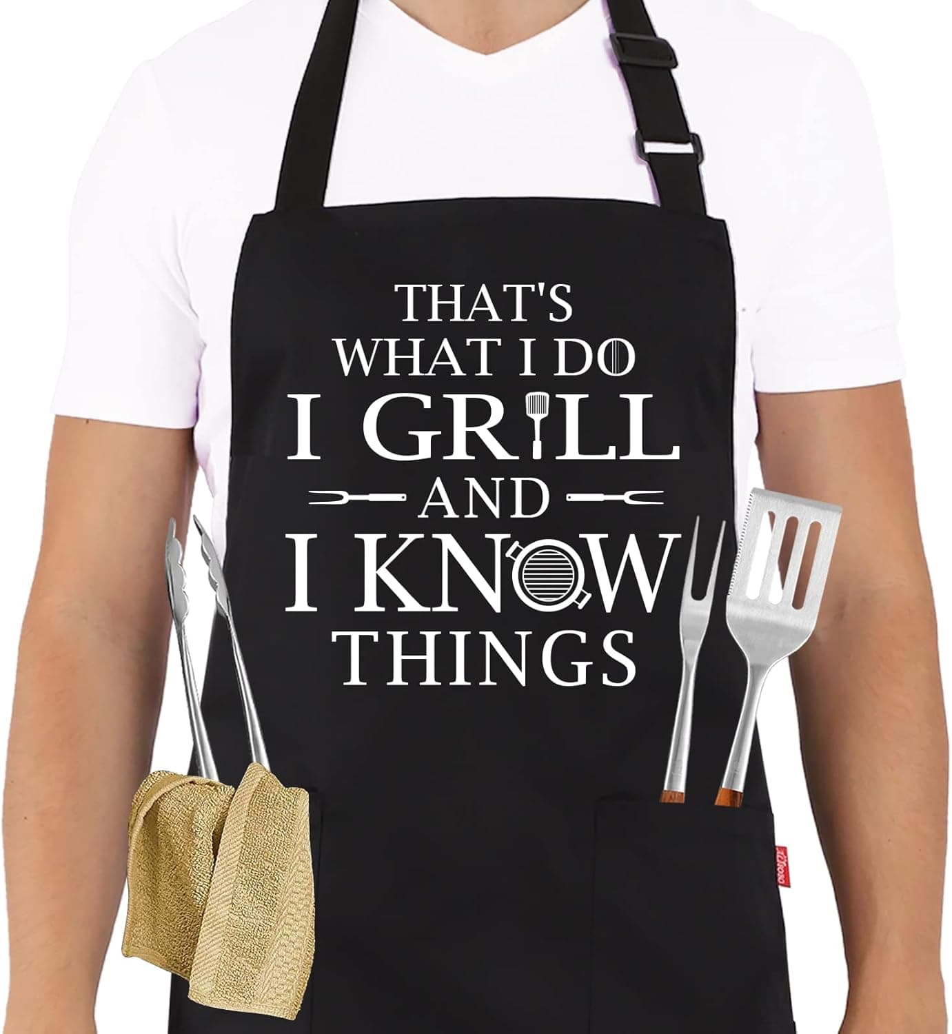 Funny BBQ Apron — "That's What I Do I Grill And I Know Things"