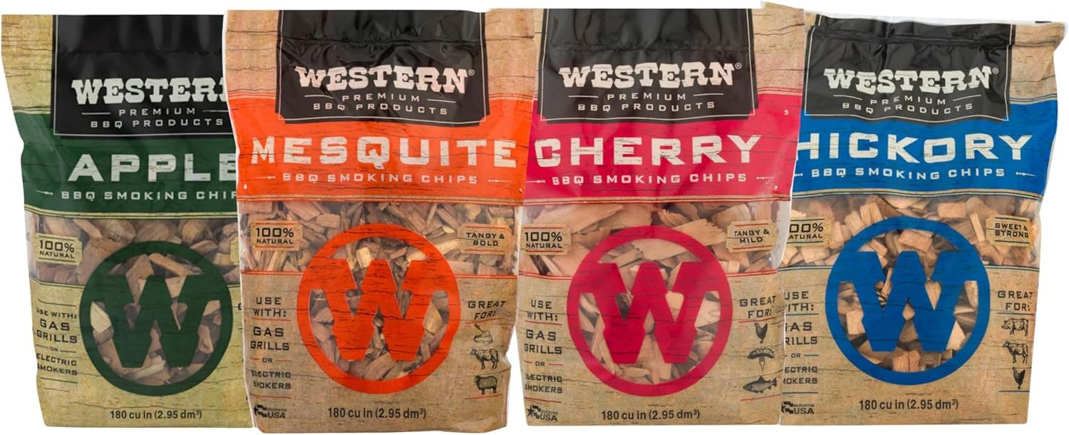 BBQ Smoking Wood Chips 4-Pack — Apple, Mesquite, Hickory & Cherry