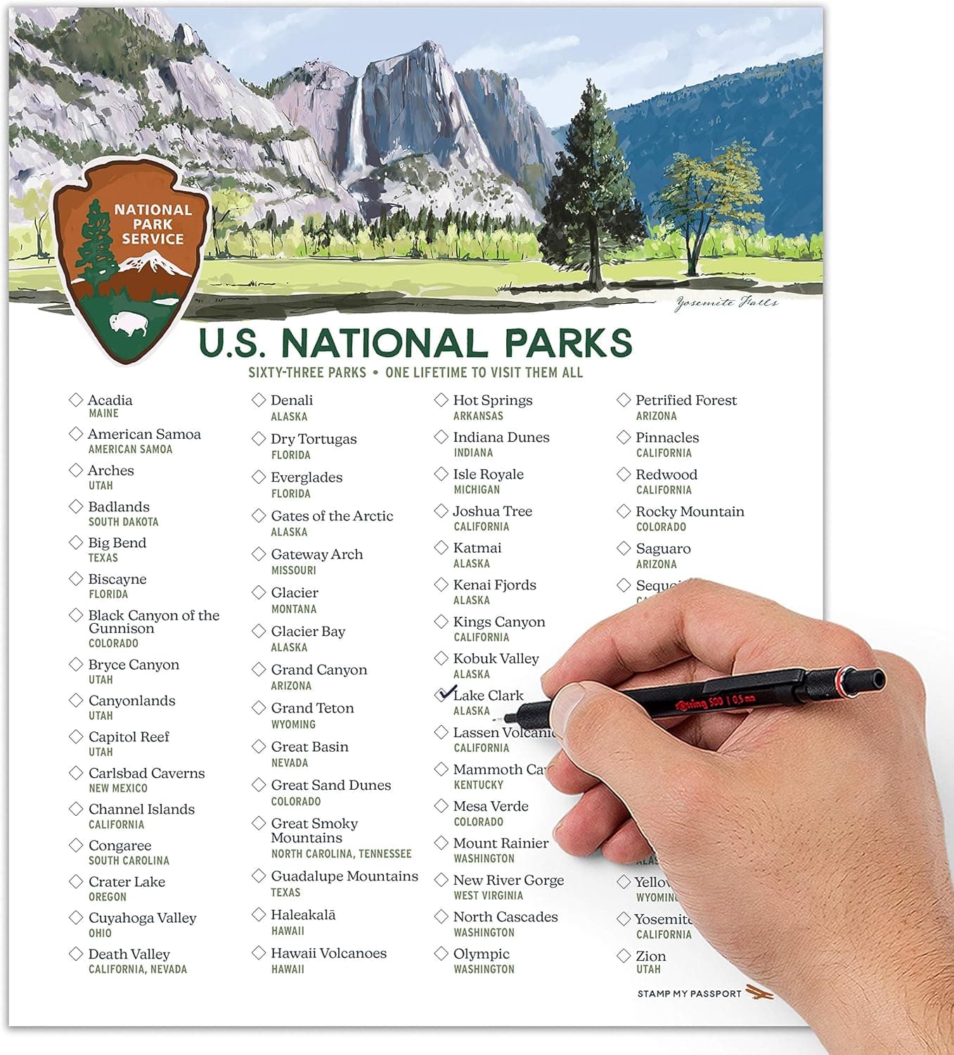 National Parks Checklist Poster